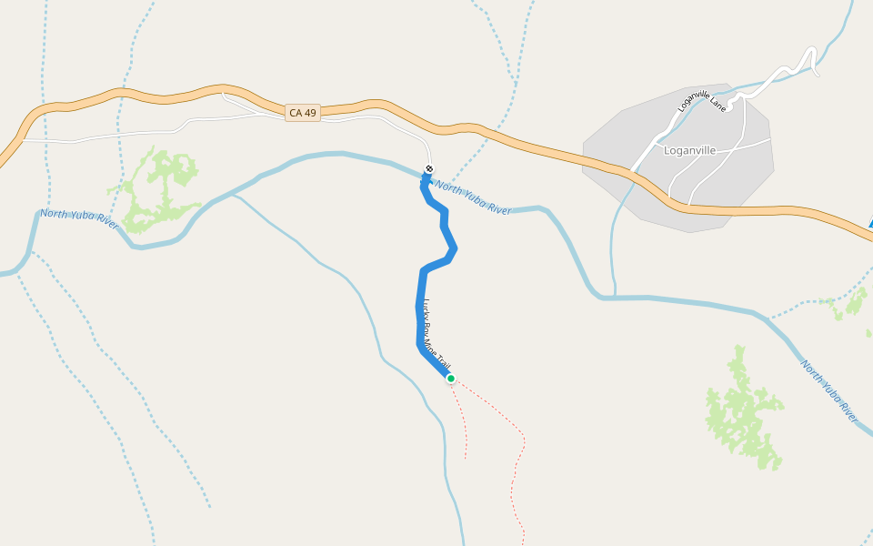 Lucky Boy Mine Trail walking route map in Sierra City