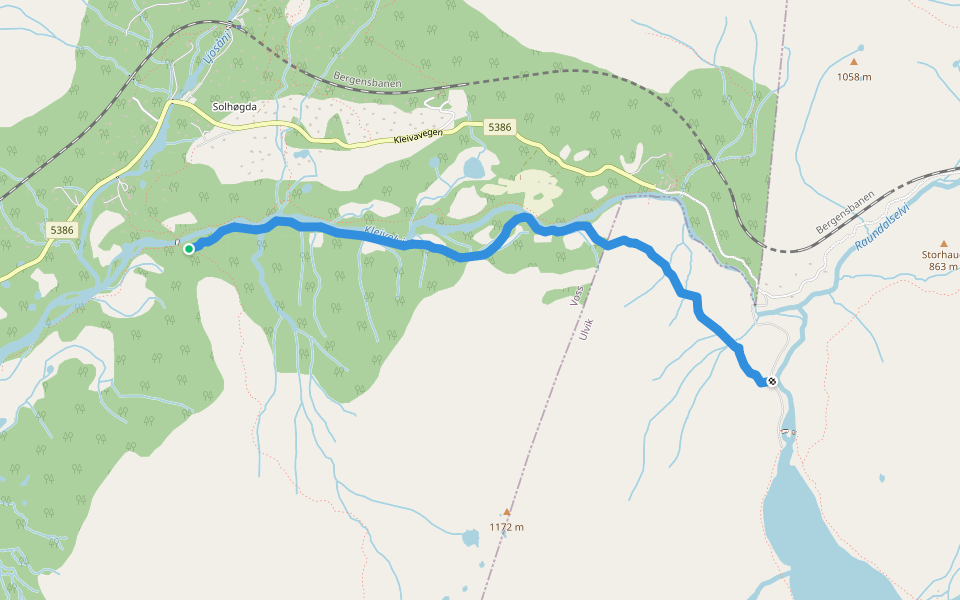 Kårdal-Slondal walking route map in Mjølfjell