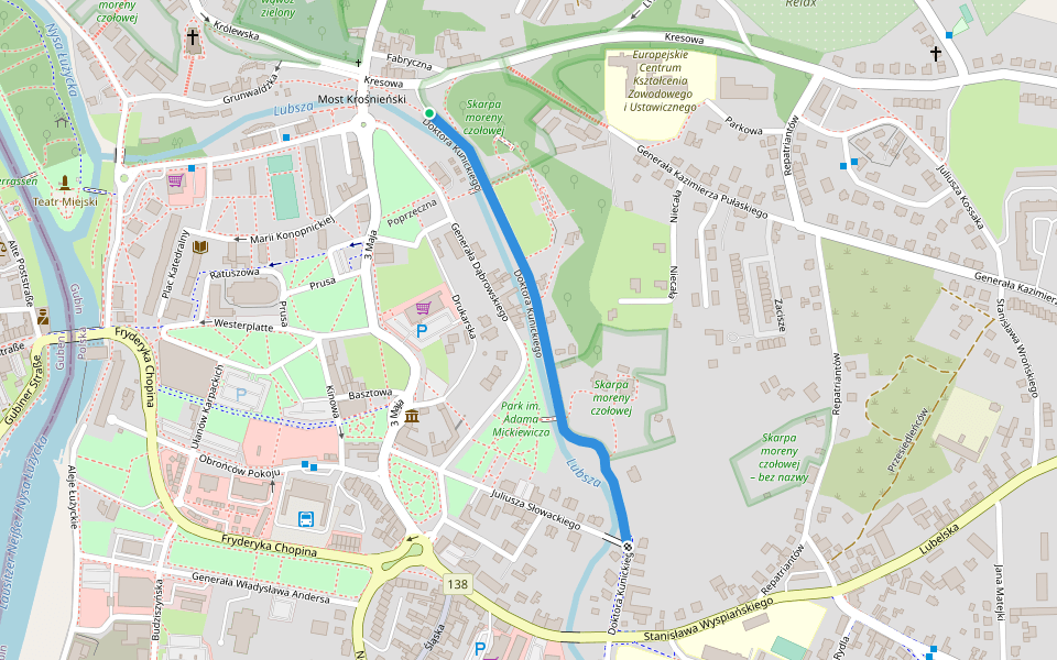 Doktora Kunickiego walking route map in Gubin