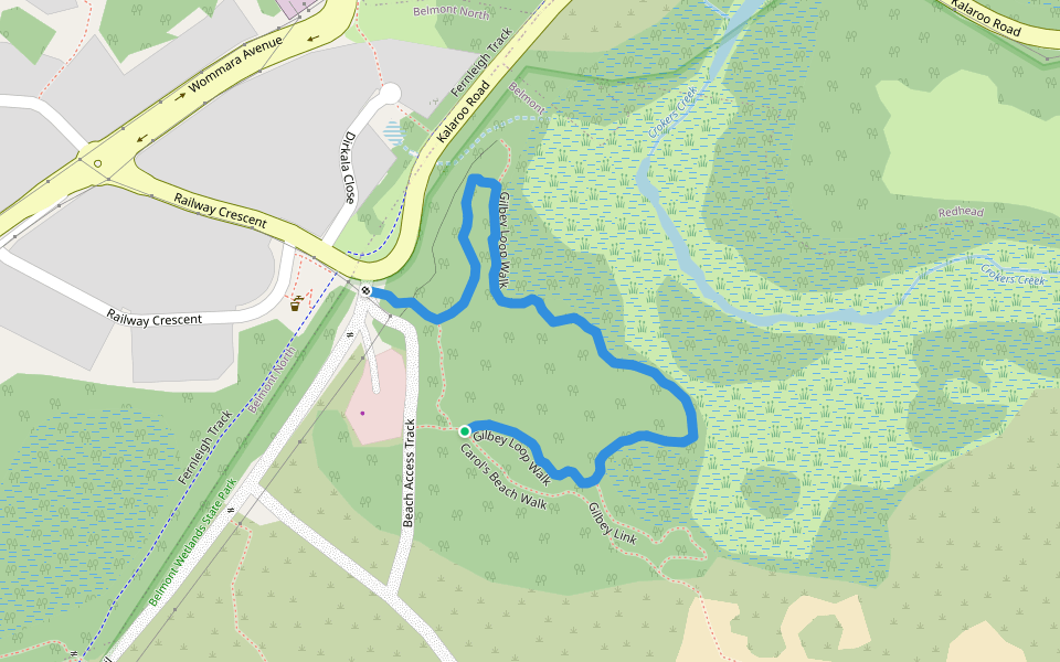 Gilbey Loop Walk walking route map in Belmont North