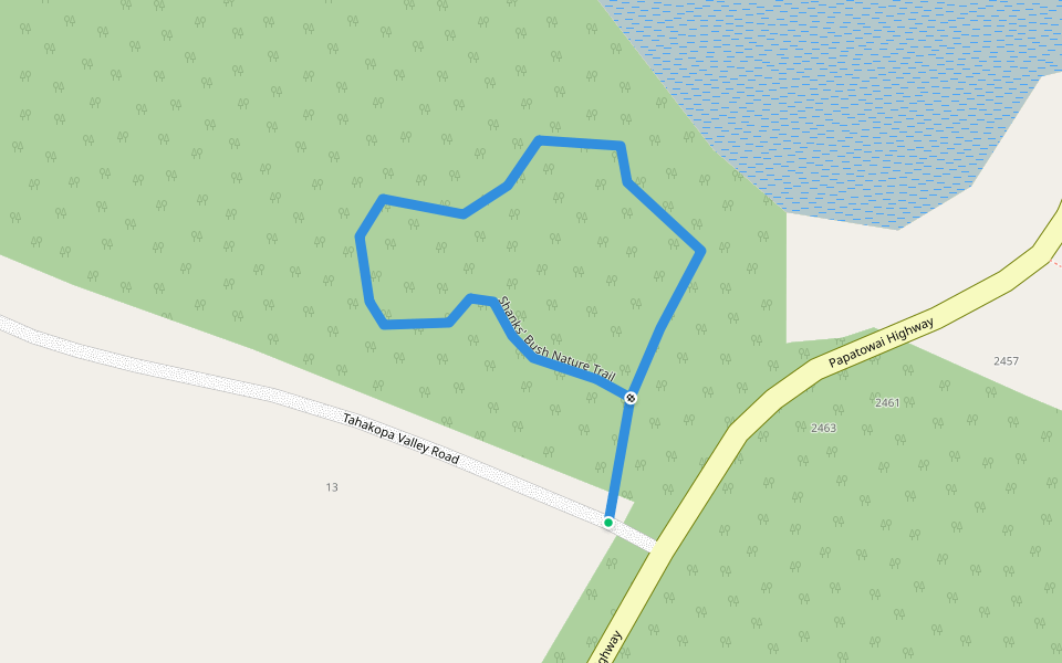 Shanks' Bush Nature Trail walking route map in Papatowai