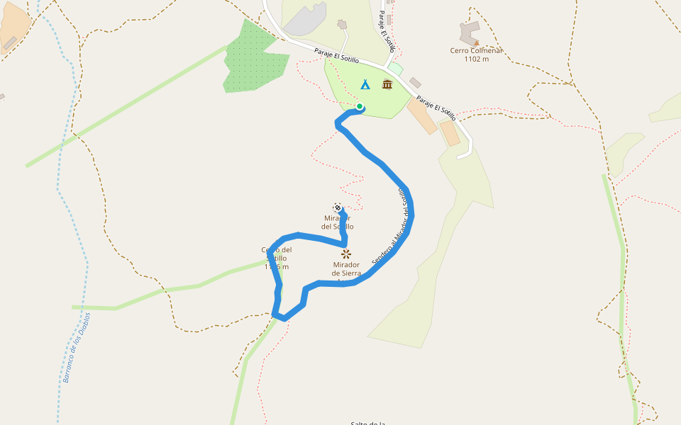 Sendero al Mirador del Sotillo walking route map in Iznalloz