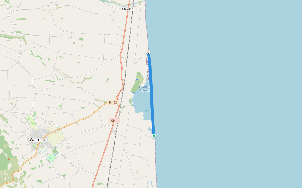 Wainono Lagoon Track walking route map in Waimate