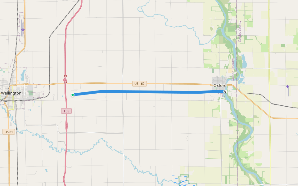 Great Osage Trail walking route map in Wellington