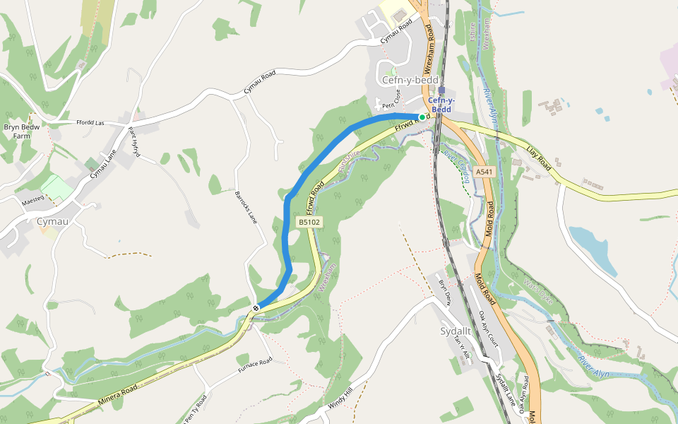 Plas Maen Drive walking route map in Cefn-y-bedd