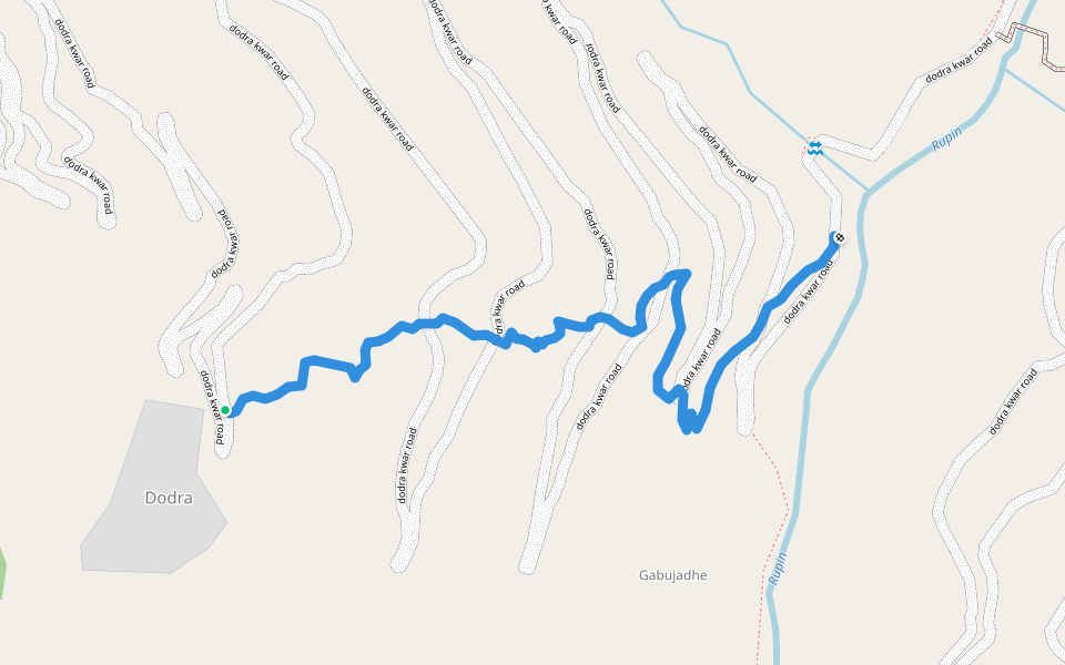 dodra to rupin river downhill trail walking route map in Dodra