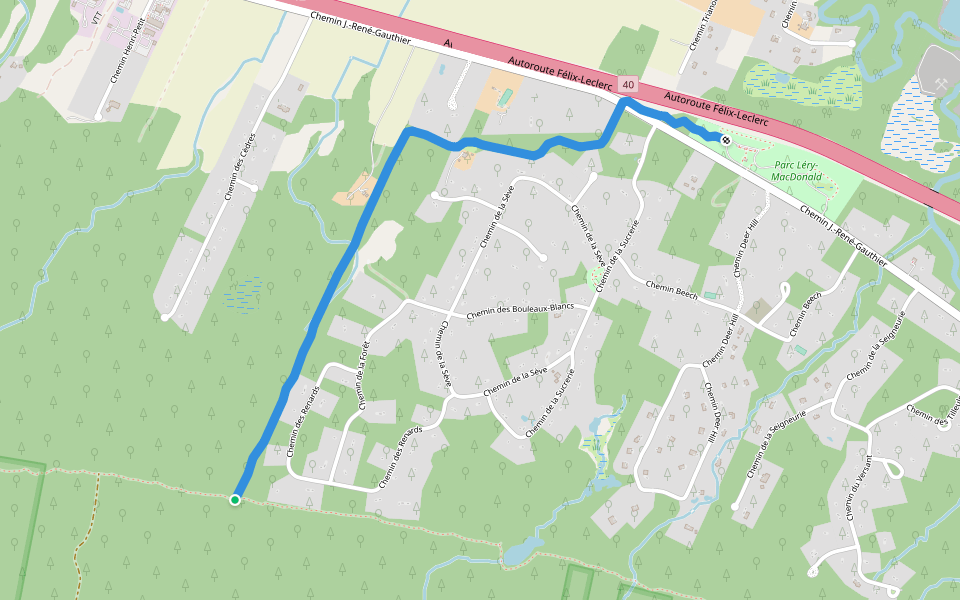 Sentiers de l'Escapade - La foulée du cerf walking route map in Rigaud
