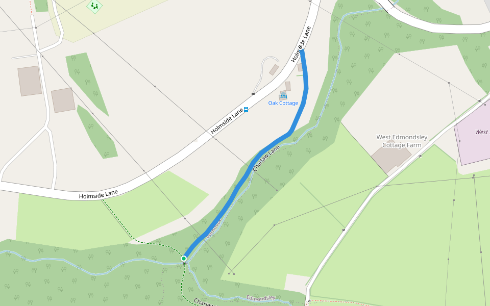 Charlaw Lane walking route map in Burnhope
