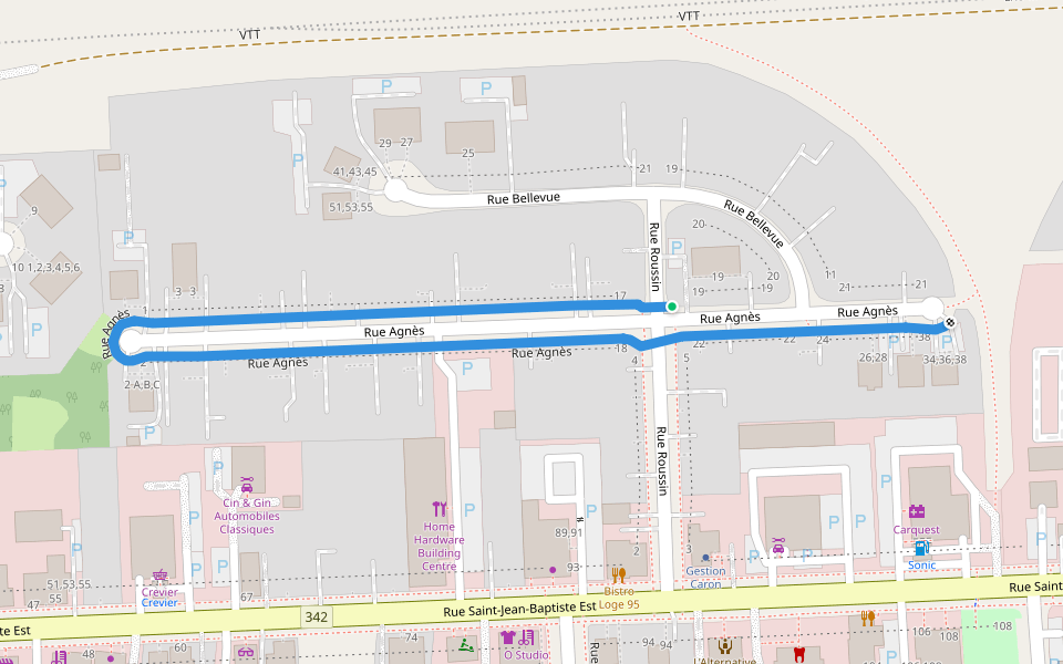 Rue Agnès walking route map in Rigaud