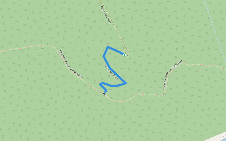 Ryans Den Track walking route map in Wattle Hill