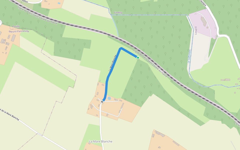 La Mare Blanche walking route map in Pavilly