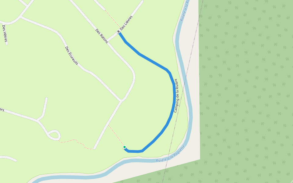 Camping de la Rivière walking route map in Sainte-Marthe