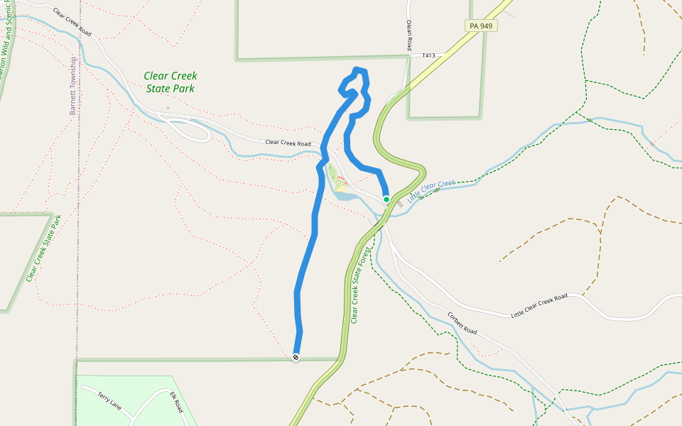 Phyllis Run Trail walking route map in Sigel