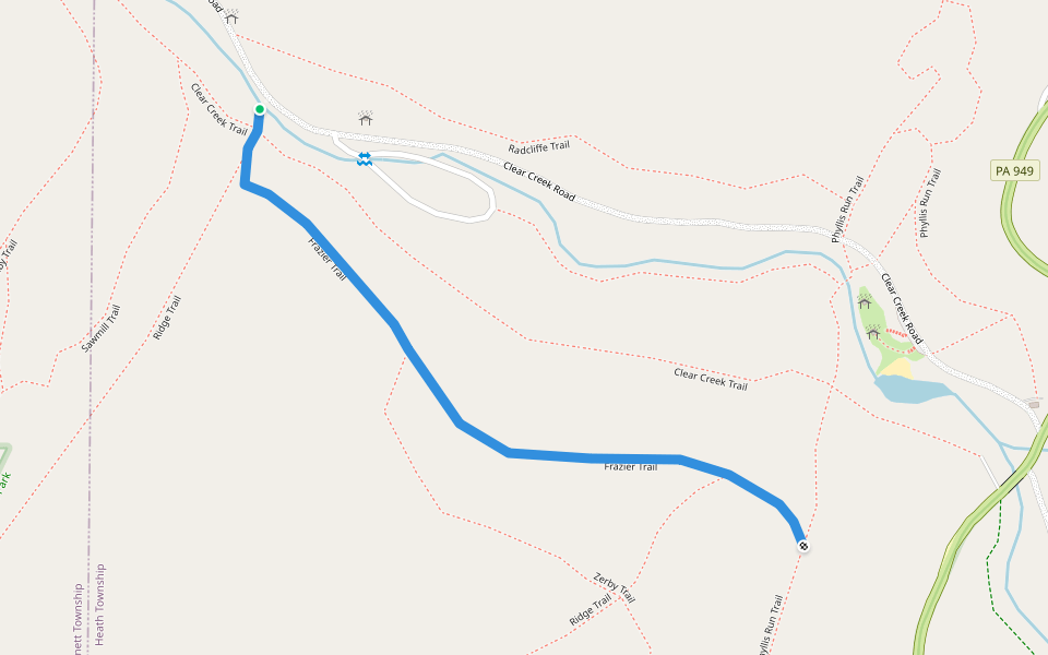 Frazier Trail walking route map in Sigel