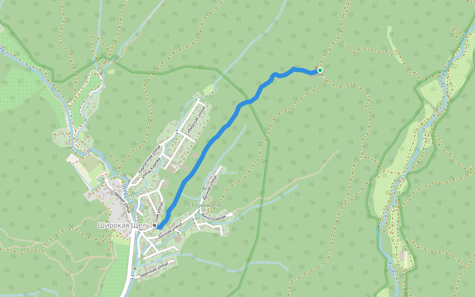 Тропа в Широкую щель walking route map in Shirokaya Shchel'