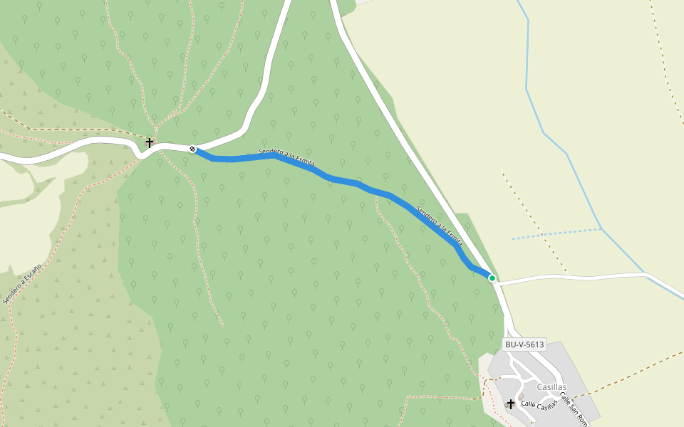 Sendero a la Ermita walking route map in Casillas