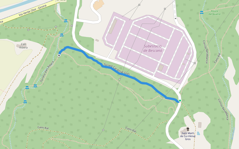 Torrent Cal Amat Gros walking route map in Girona