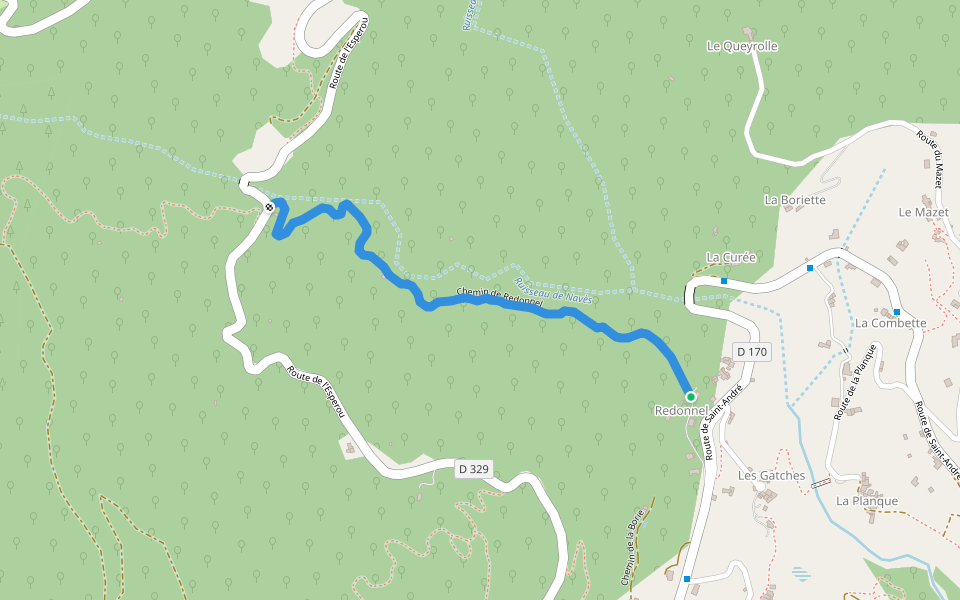 Chemin de Redonnel walking route map in Mandagout