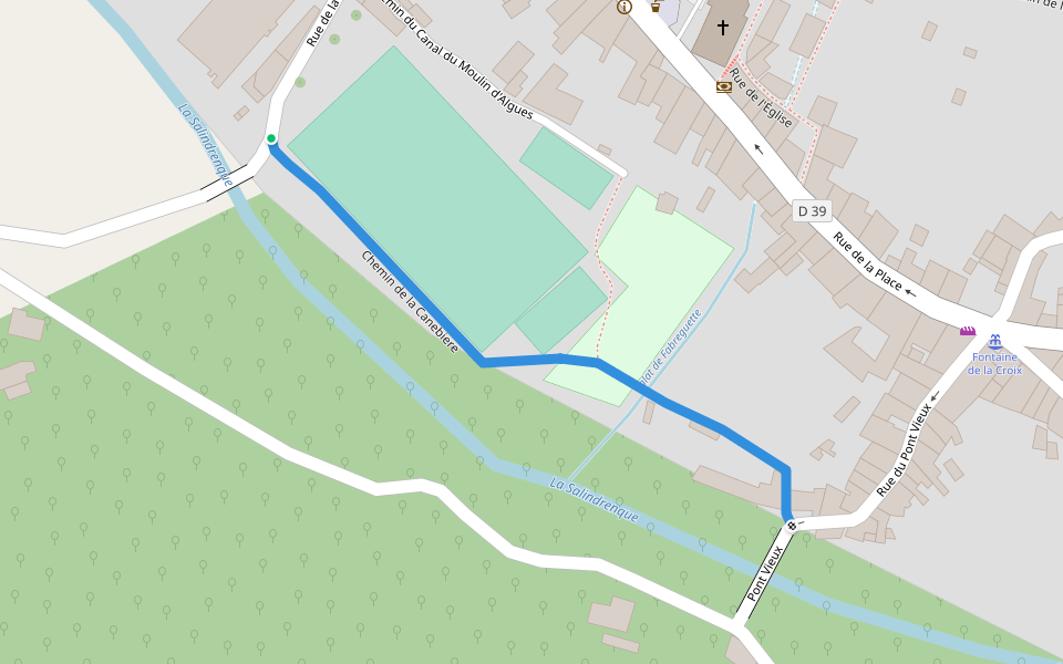Chemin de la Canebiere walking route map in Lasalle