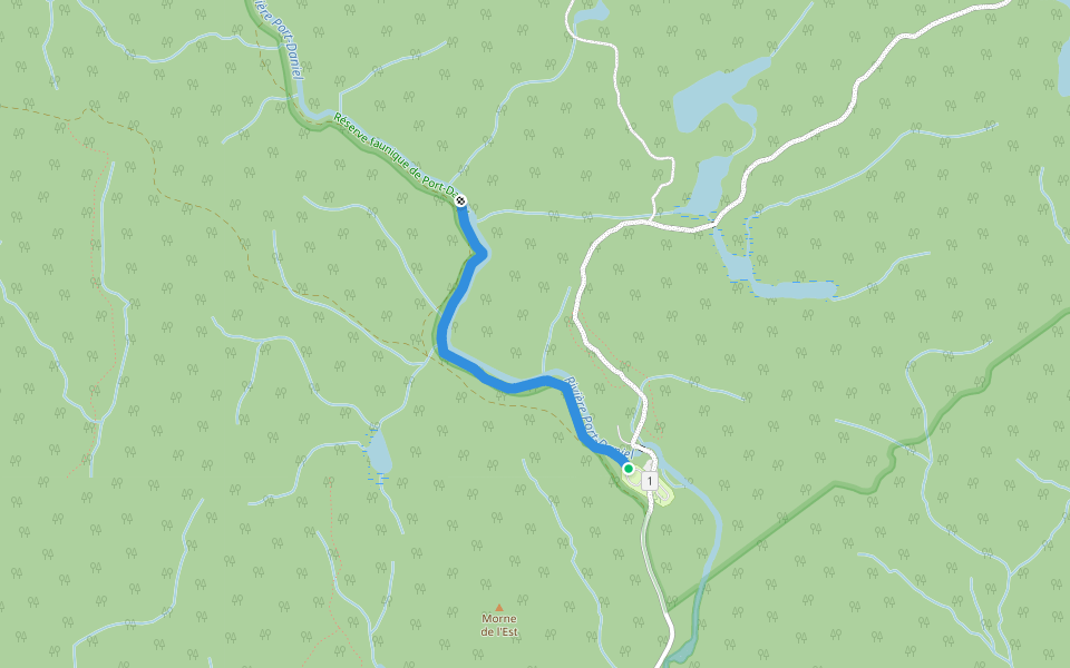 Sentier La Plaisance walking route map in Port-Daniel