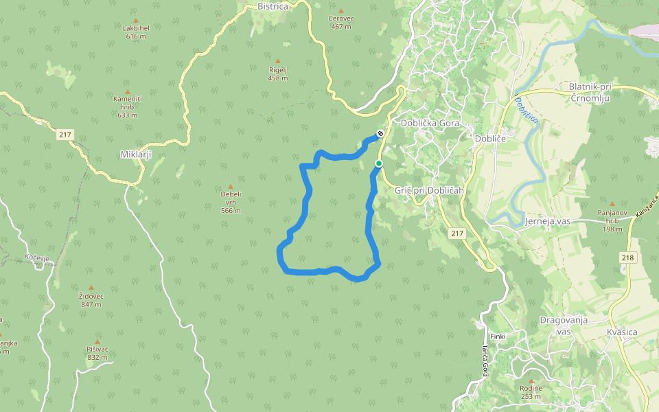 Učna pot Grički kal walking route map in Grič pri Dobličah