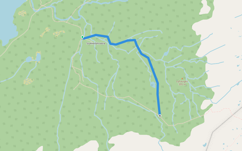 Stokkedalen-Møsnuken walking route map in Søfteland