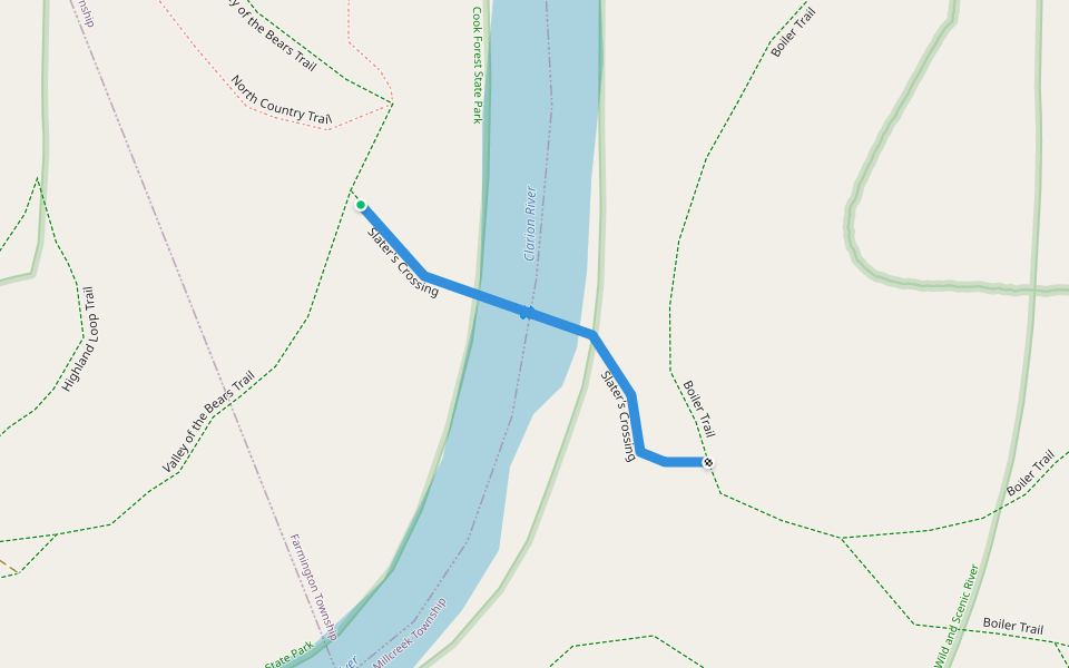 Slater's Crossing walking route map in Lucinda