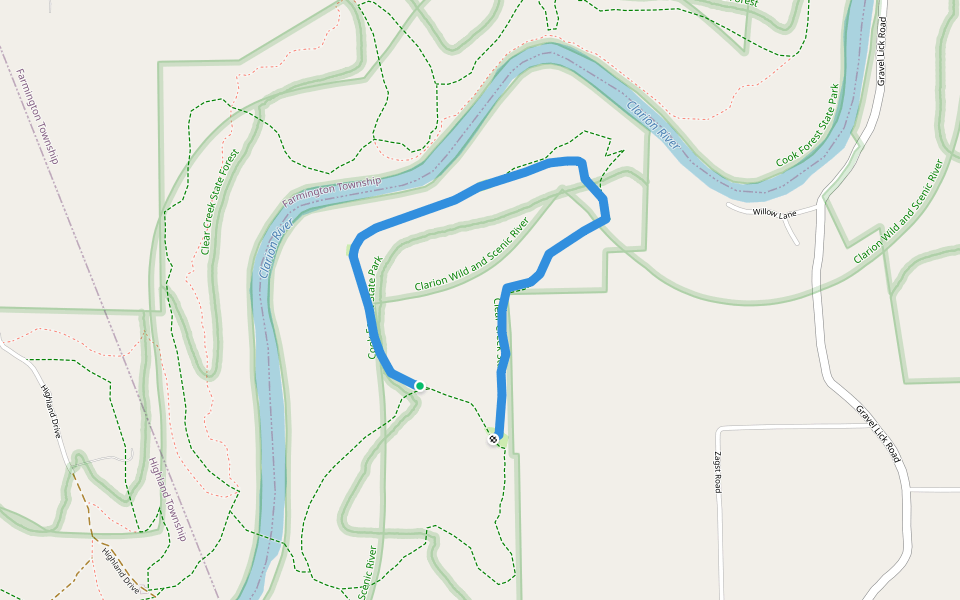 Upper Loop Finkbinder Trail walking route map in Strattanville