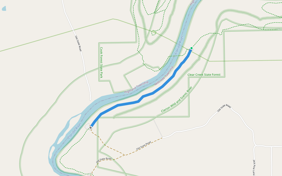 Lower Round Top Trail walking route map in Strattanville