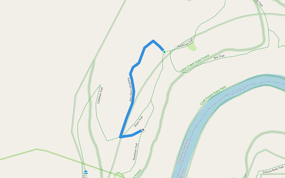 Kaufman Loop Trail walking route map in Clarion
