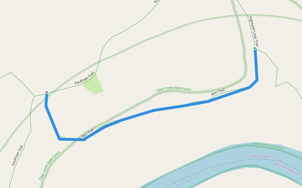 Rim Trail walking route map in Lucinda