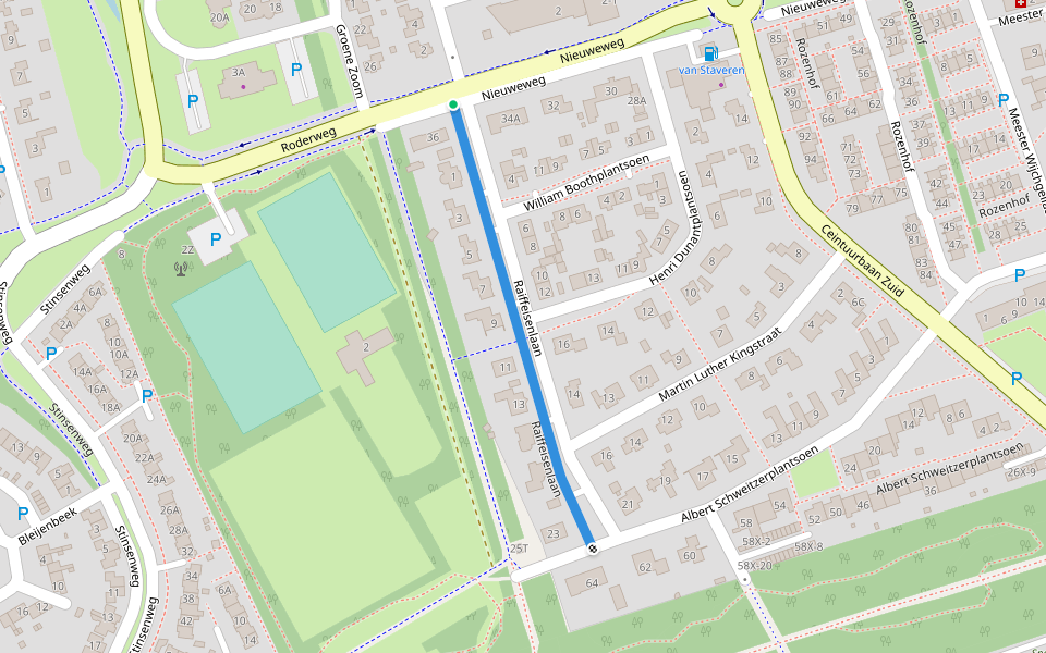 Raiffeisenlaan walking route map in Roden