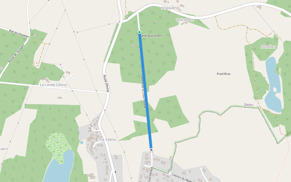 Chemin de la Croix Perdue walking route map in Baden