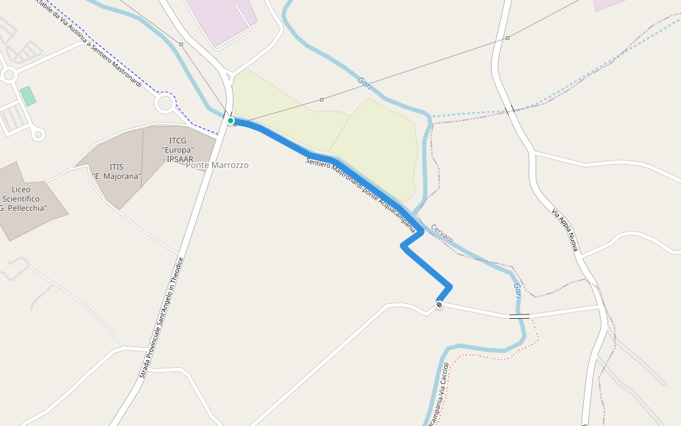 Sentiero Mastronardi-ponte Acquacampania walking route map in Ponte Marozzo