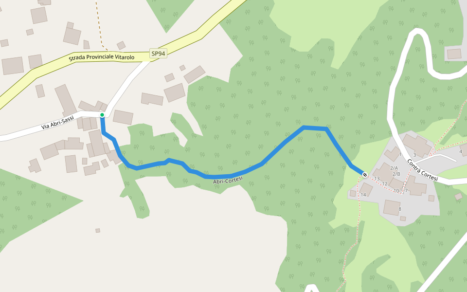 Abri-Cortesi walking route map in Abri-Sassi