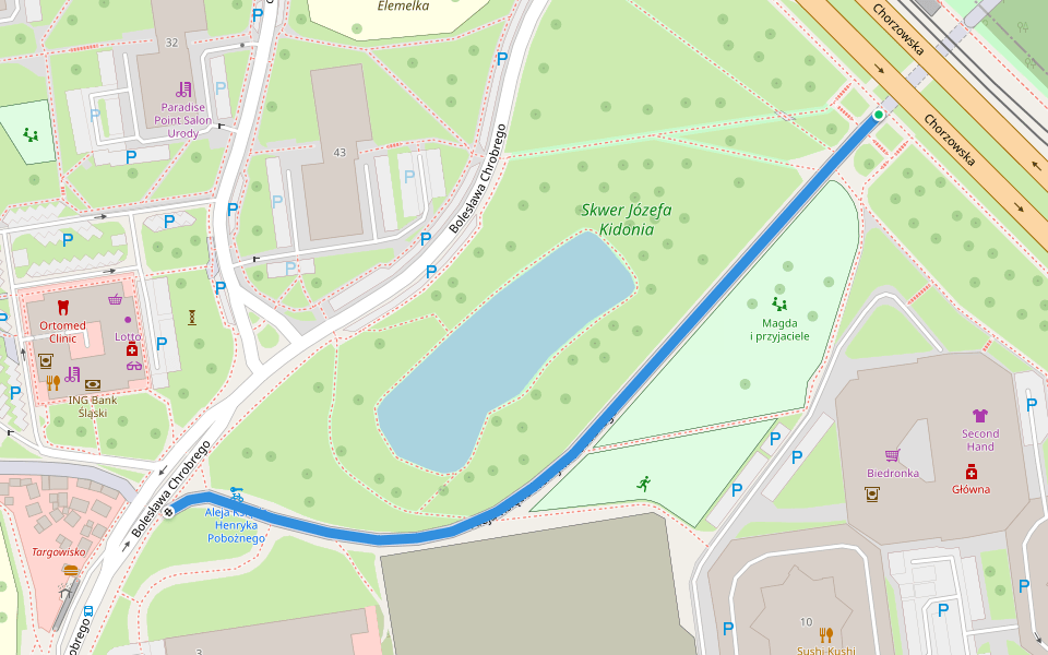 Aleja Księcia Henryka Pobożnego walking route map in Katowice