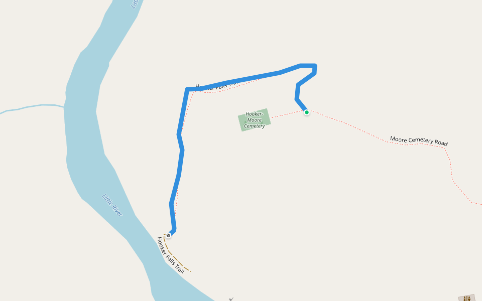 Hooker Falls Trail walking route map in Pisgah Forest