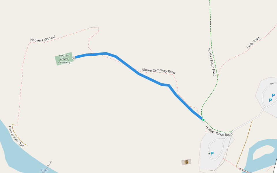 Moore Cemetery Road walking route map in Cedar Mountain