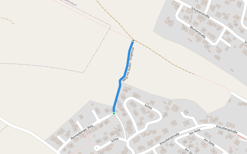 Weg mit Stufen - Singletrail walking route map in Marktrodach