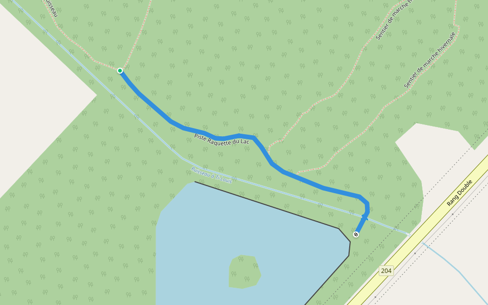 Piste Raquette du Lac walking route map in Saint-Pamphile