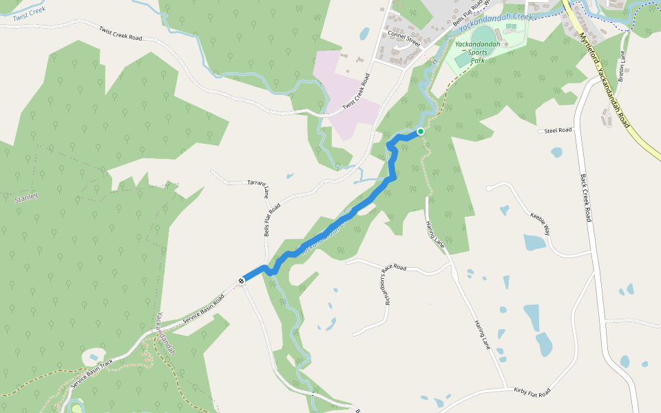 Creek Path walking route map in Yackandandah