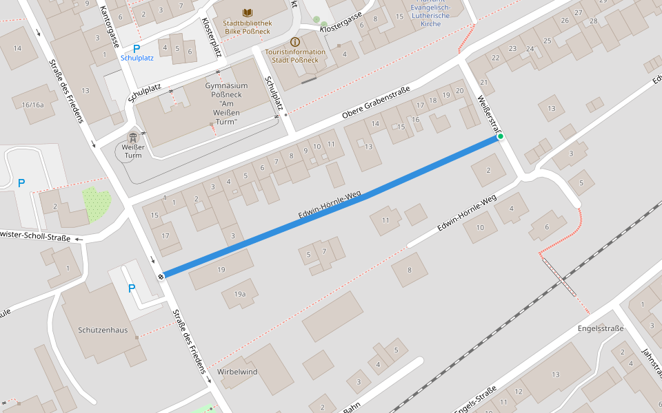 Edwin-Hörnle-Weg walking route map in Pößneck