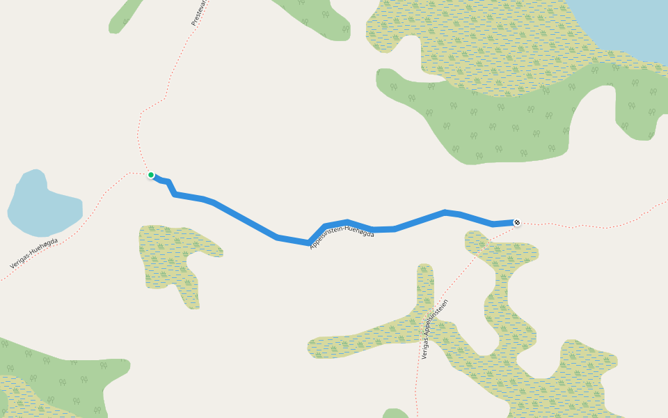 Appelsinstein-Huehøgda walking route map in Neiden