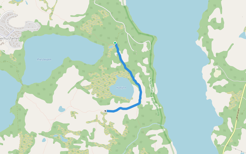 Langøra-Appelsinsteinen walking route map in Neiden