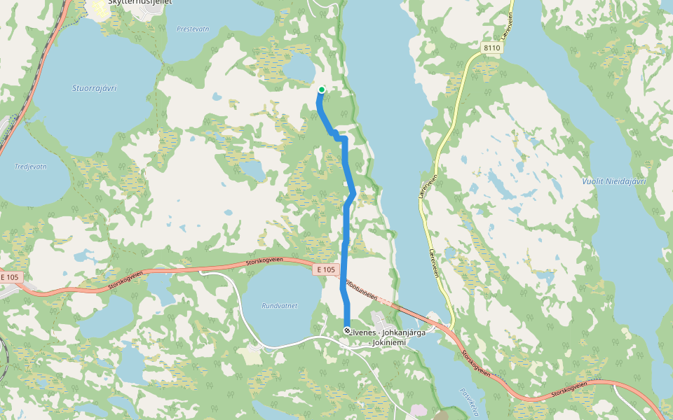 Langøra-Elvenes walking route map in Neiden