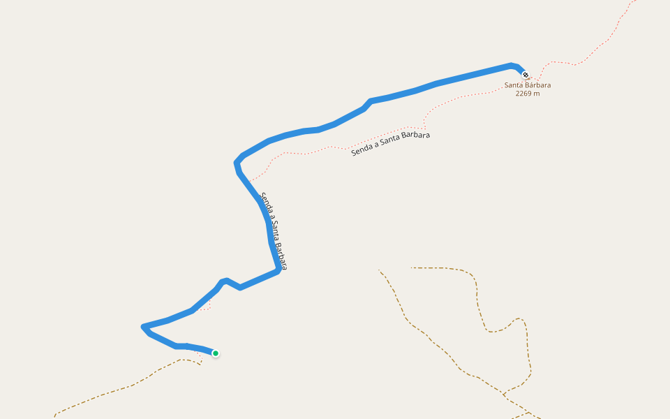 Senda a Santa Barbara walking route map in Baza