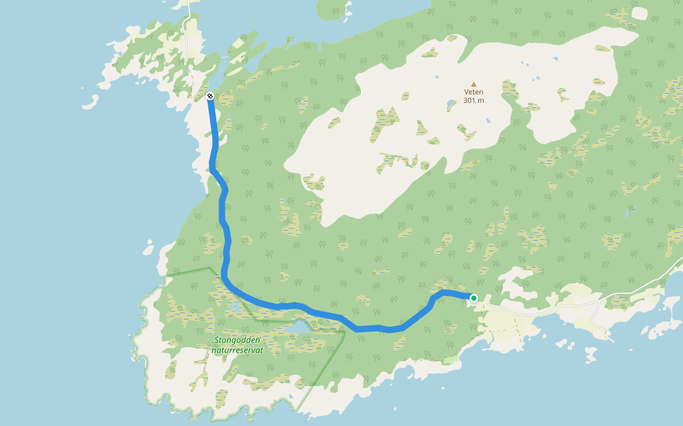 Skittenstien walking route map in Hofsøy