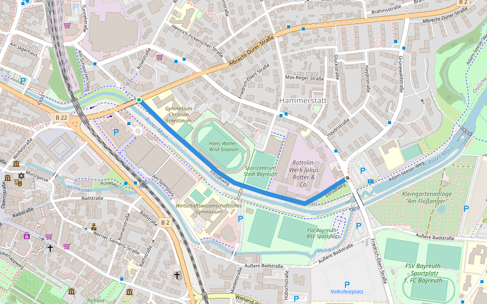 Ellrodtweg walking route map in Bayreuth