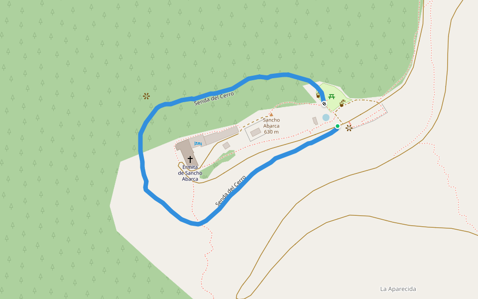 Senda del Cerro walking route map in Tauste