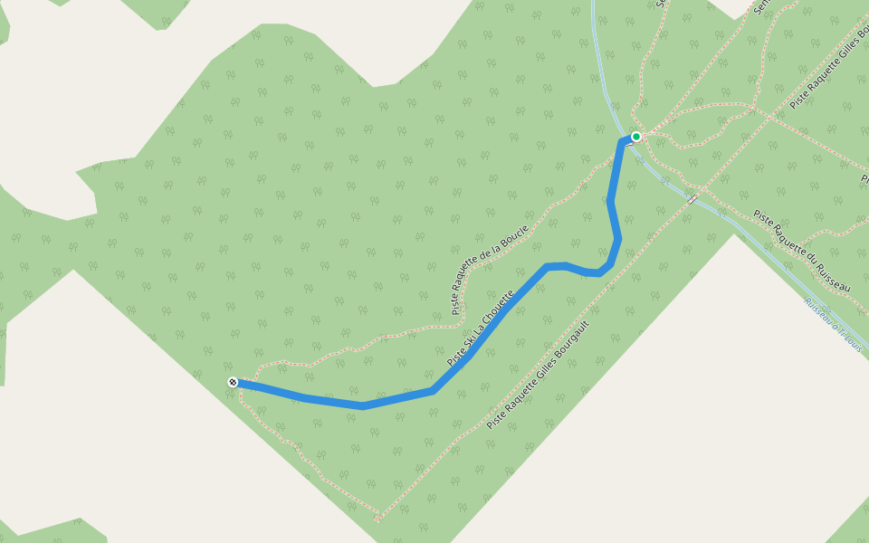 Piste Ski La Chouette walking route map in Saint-Pamphile